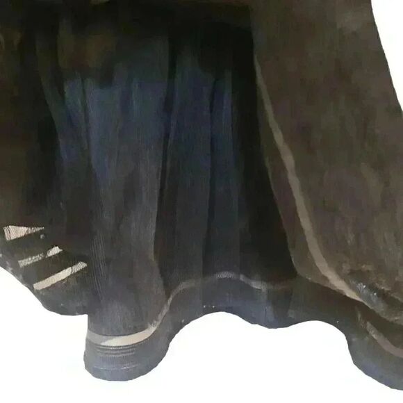 JOA Los Angeles Women's Black Striped Flocking Lined Full Skirt w Netting - Picture 8 of 9